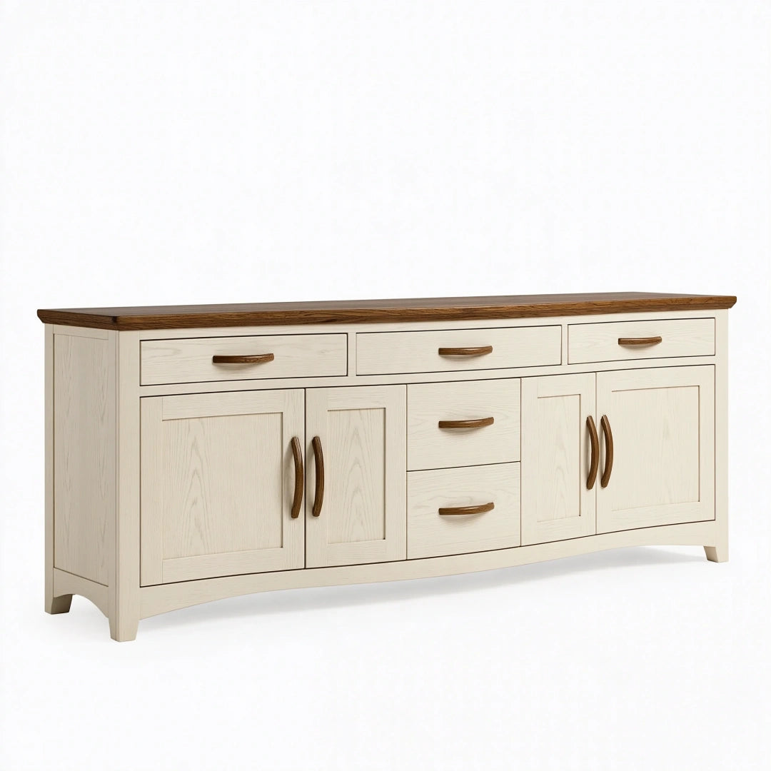 Buffet 180 x 45 x 85 cm en bois crème et brun rangement style campagne