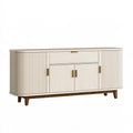 Buffet 180 x 45 x 85 cm beige effet bois avec rangements style contemporain