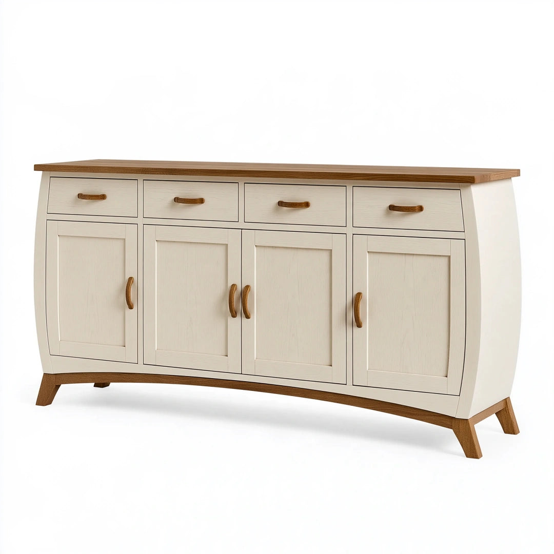 Buffet 180 x 45 x 90 cm en bois crème et marron - rangement style campagne