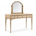 Coiffeuse avec miroir 120 cm en bois beige style classique à tiroirs