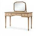 Coiffeuse 120 x 45 x 145 cm en bois beige avec miroir style classique