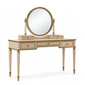 Coiffeuse avec miroir 120 x 50 x 150 cm en bois beige et doré style classique avec tiroirs