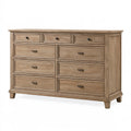 Commode 160 x 45 x 95 cm en bois marron à 9 tiroirs style classique