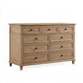 Commode 150 x 45 x 95 cm en bois marron avec 9 tiroirs style classique