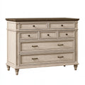 Commode 140 cm en bois beige à 7 tiroirs style classique