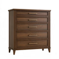 Commode 90 x 45 x 120 cm en bois marron à 5 tiroirs style classique