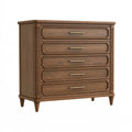 Commode 110 x 45 x 110 cm en bois marron à 5 tiroirs style classique