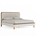 Lit 160 x 200 cm en tissu beige avec cadre métallique doré style contemporain