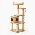 Arbre à chat 60 x 60 x 150 cm en bois beige avec poteaux à griffer et niches