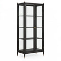 Vitrine 80 x 40 x 180 cm en bois et verre noir style classique