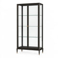 Vitrine 90 x 45 x 190 cm en bois et verre noir style contemporain avec portes vitrées