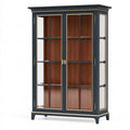 Vitrine 100 x 45 x 200 cm en bois et verre noir marron doré style classique
